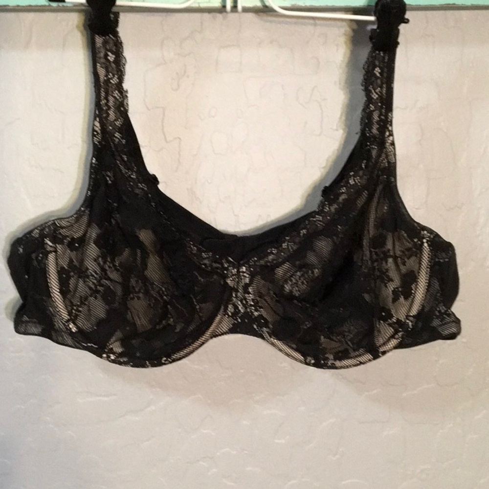 Cacique 44C black full coverage underwire bra.